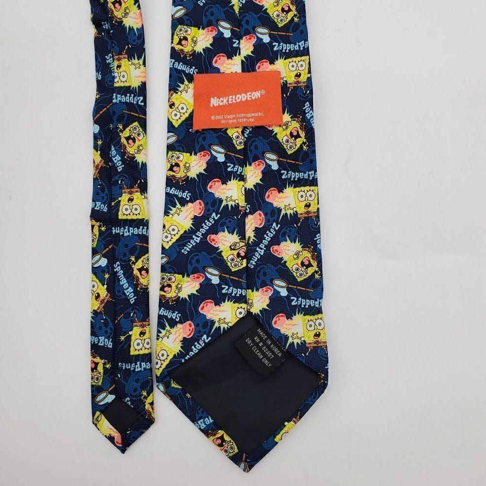 Nickelodeon Vintage Mens Tie Blue Sponge Bob Square Pants Zapped - Picture 4 of 5